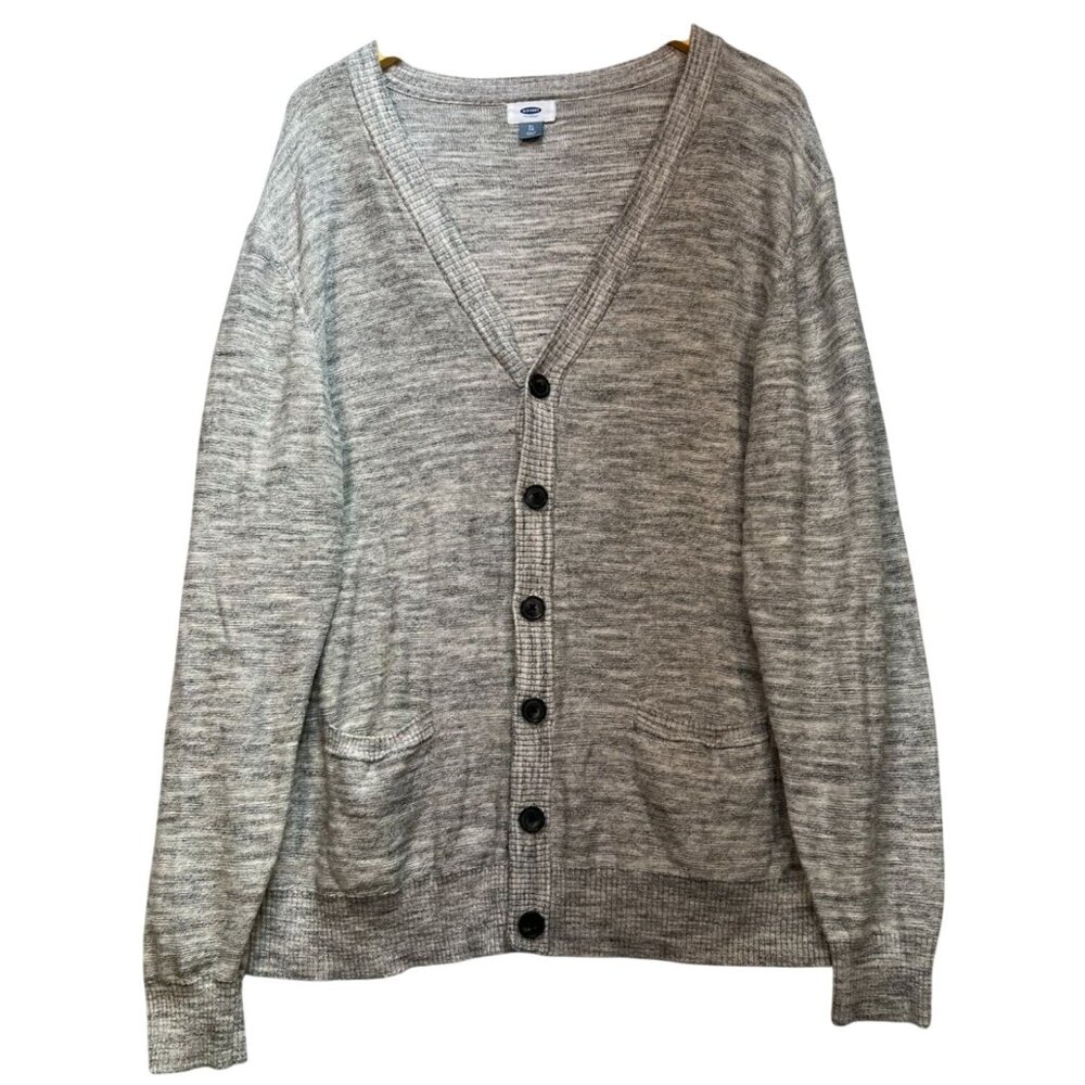 Old Navy Men's V-Neck Button Front Cardigan Sweater Long Sleeve Size XL Gray